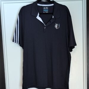 Adidas Navy Timberwolves Polo with White Sleeve Stripes